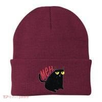 Funny Grumpy Meh Cat Beanie thumb 0