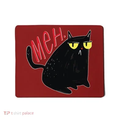 Funny Grumpy Meh Cat Mousepad