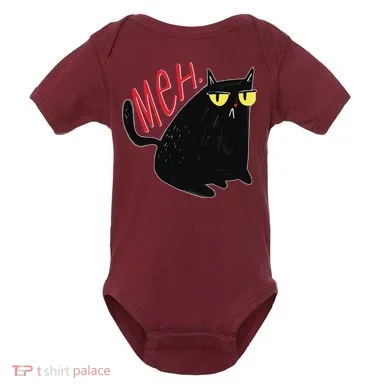 Funny Grumpy Meh Cat Baby Bodysuit
