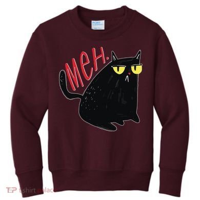 Funny Grumpy Meh Cat Kids Sweatshirt