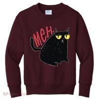 Funny Grumpy Meh Cat Kids Sweatshirt thumb 0