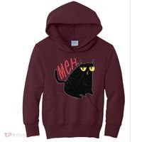 Funny Grumpy Meh Cat Kids Hoodie thumb 0