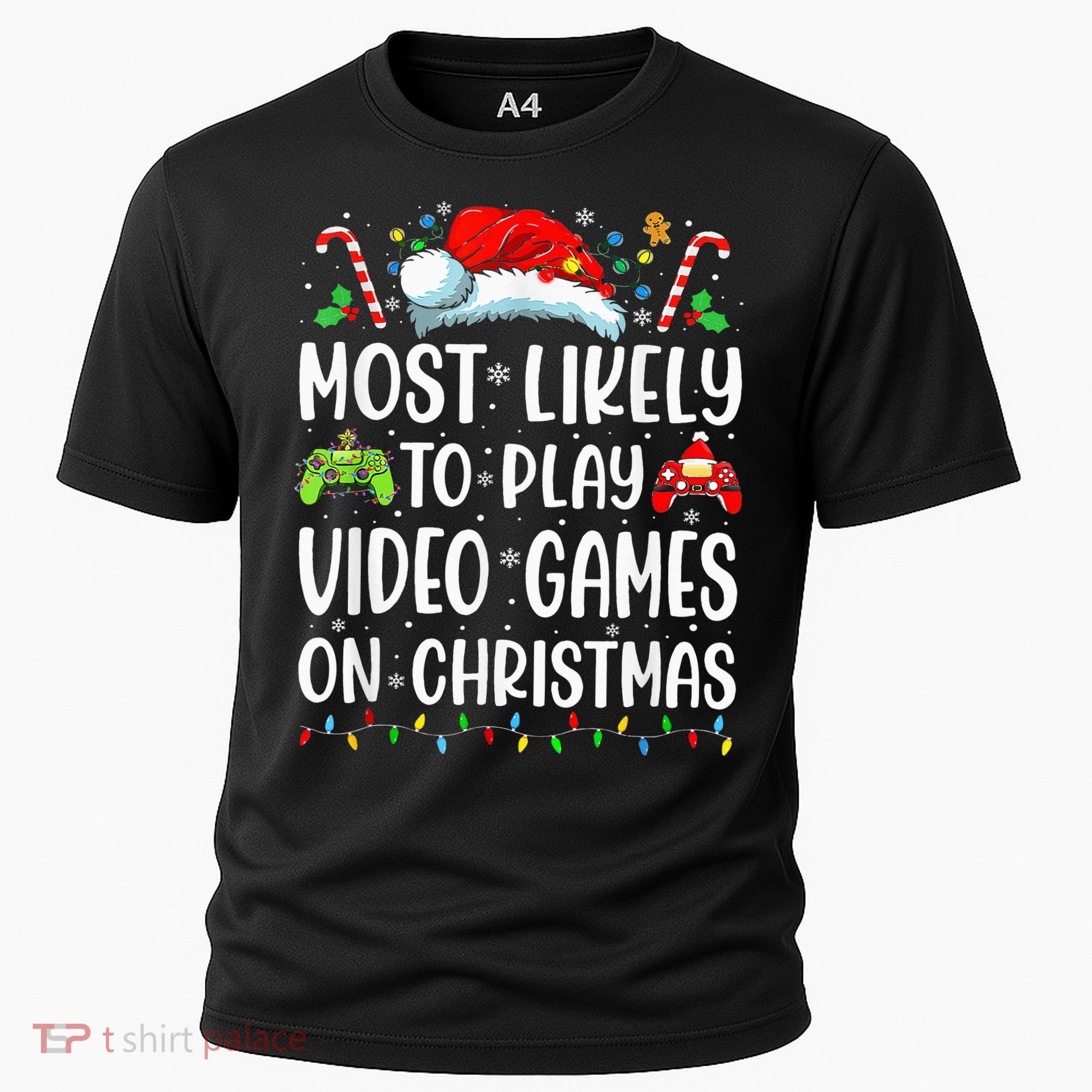 Funny Gamer Most Likely To Play Video Games On Christmas Cooling Performance Crew T-Shirt