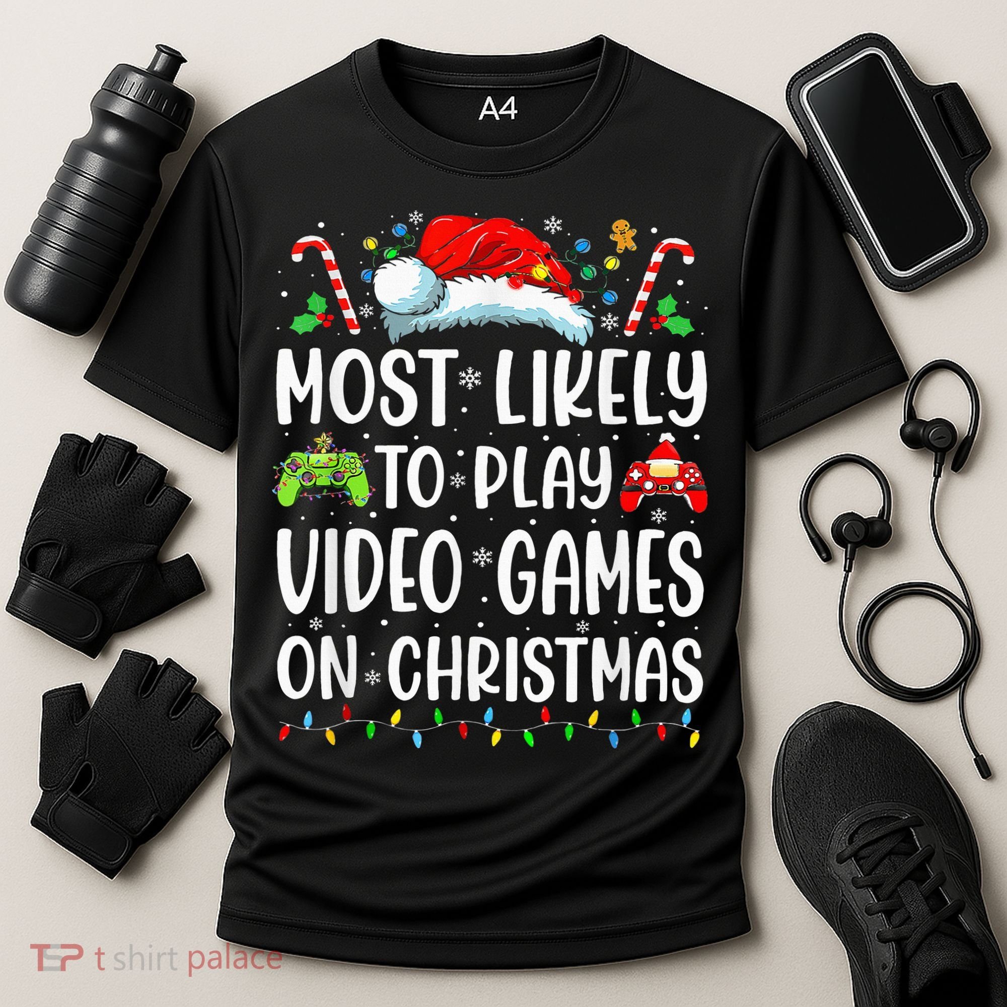 Funny Gamer Most Likely To Play Video Games On Christmas Cooling Performance Crew T-Shirt