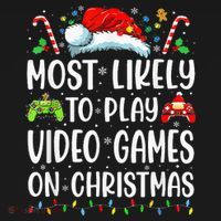 Funny Gamer Most Likely To Play Video Games On Christmas Women's Hoodie thumb 2