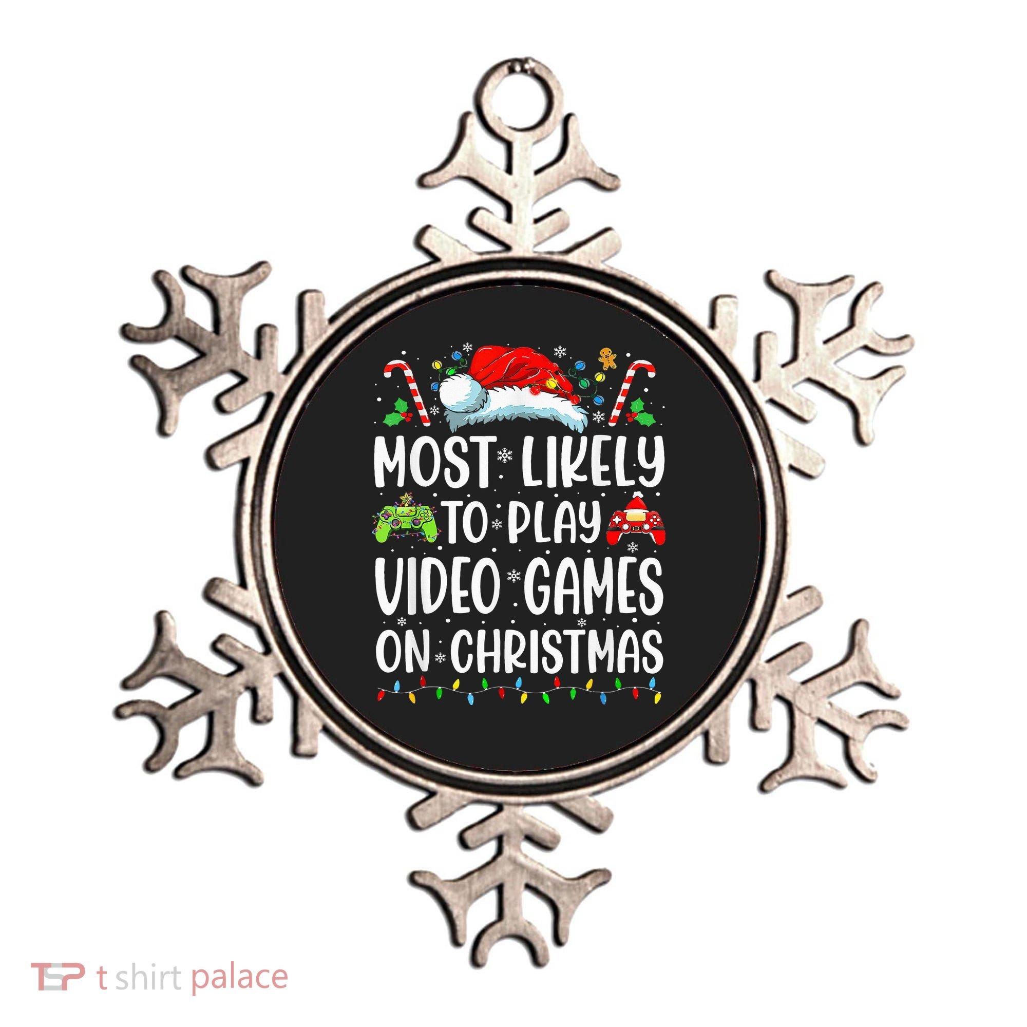 Funny Gamer Most Likely To Play Video Games On Christmas Ornament