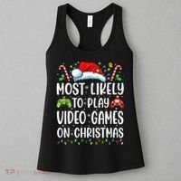 Funny Gamer Most Likely To Play Video Games On Christmas Women's Tank Top thumb 3