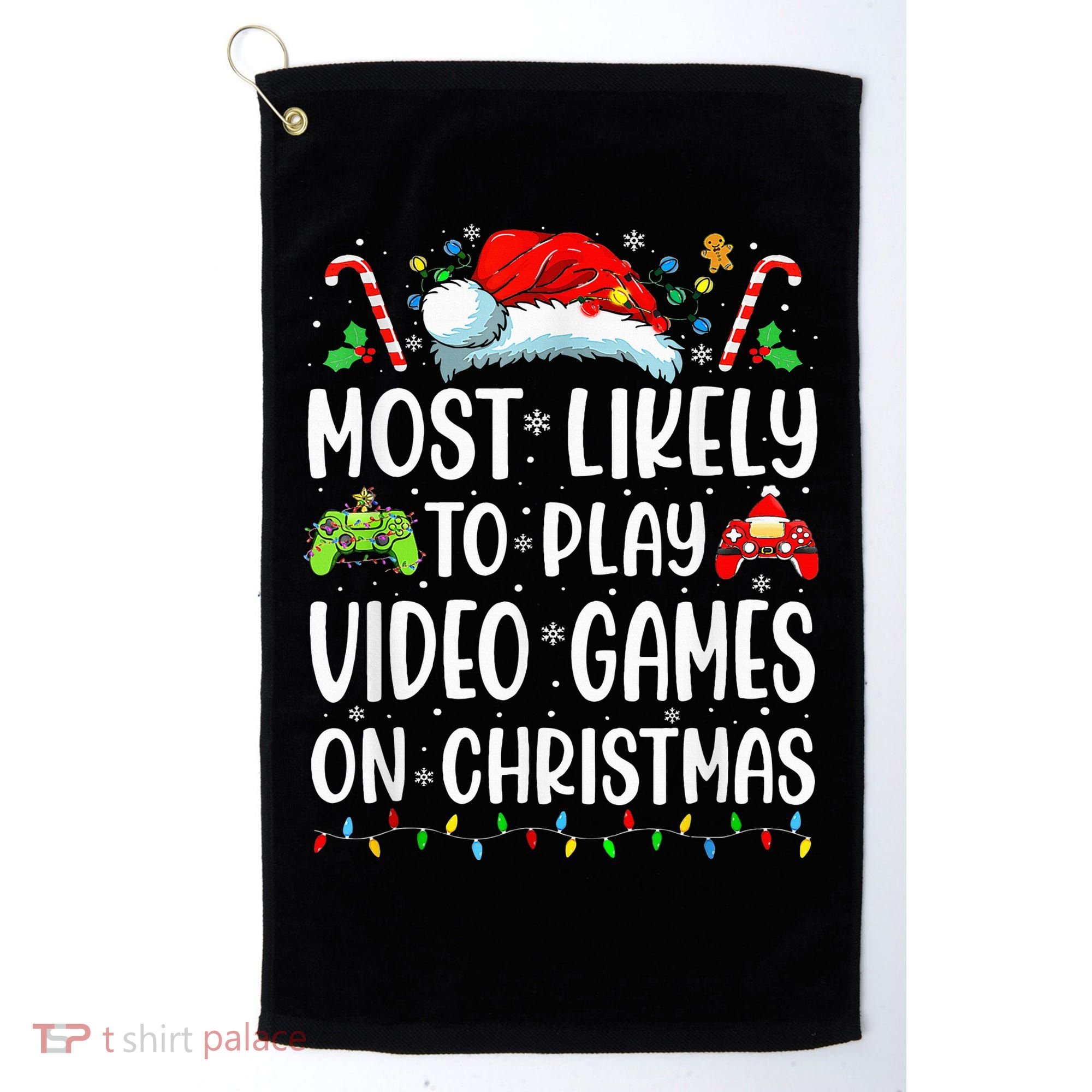 Funny Gamer Most Likely To Play Video Games On Christmas Golf Towel