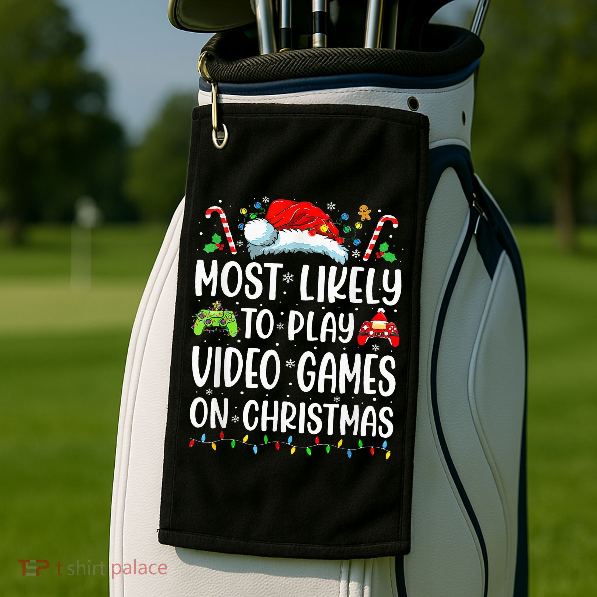 Funny Gamer Most Likely To Play Video Games On Christmas Golf Towel