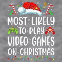 Funny Gamer Most Likely To Play Video Games On Christmas Women's Racerback Cropped Tank thumb 2