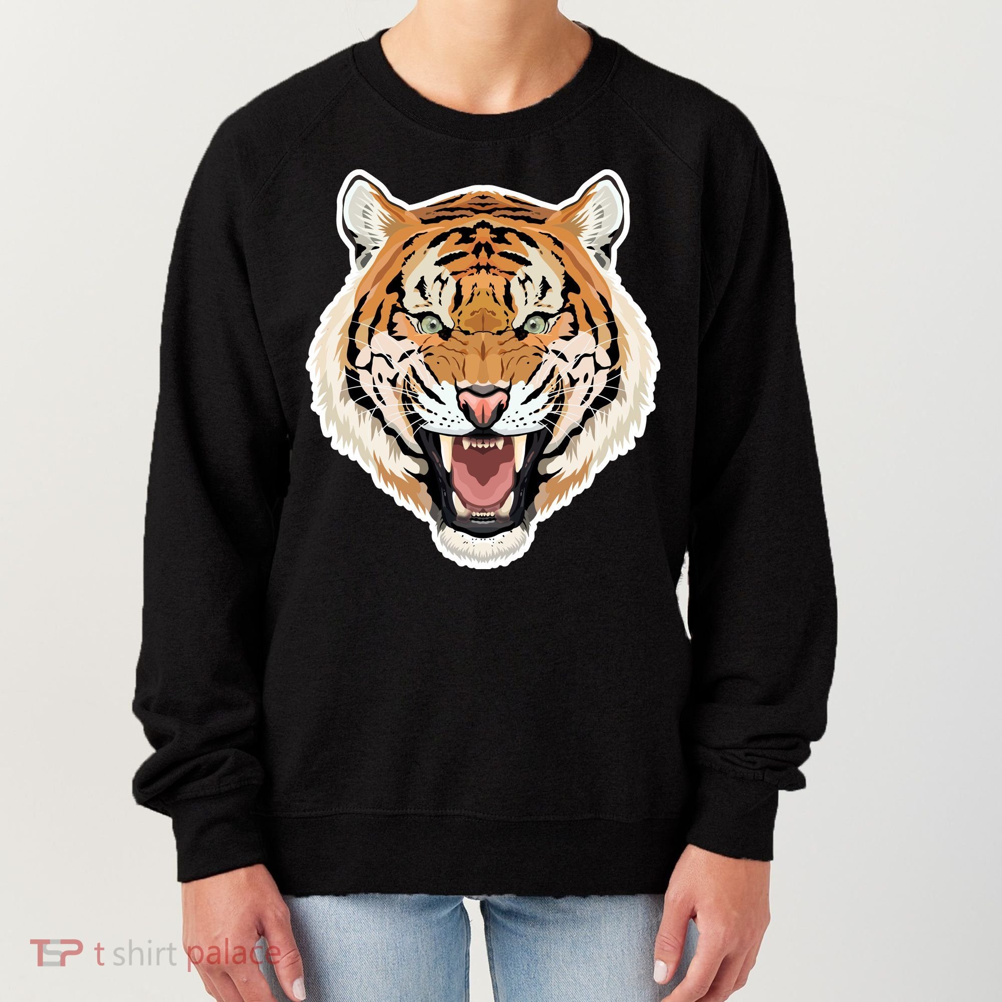 Funny Growling Mouth Open Bengal Tiger Women's Sweatshirt