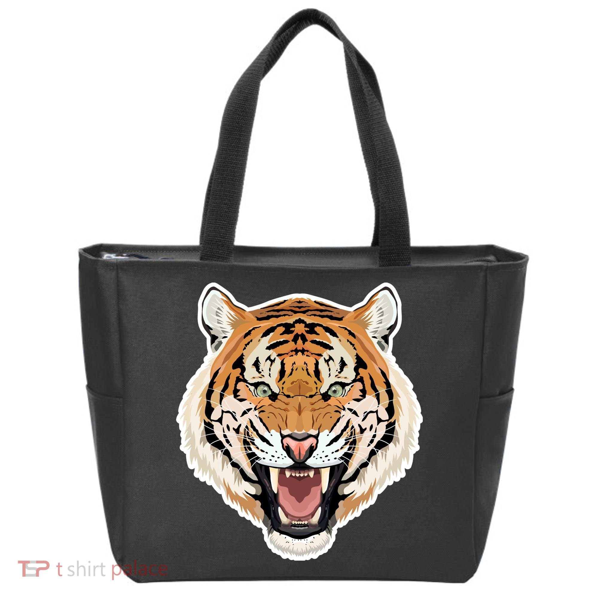 Funny Growling Mouth Open Bengal Tiger Tote Bag