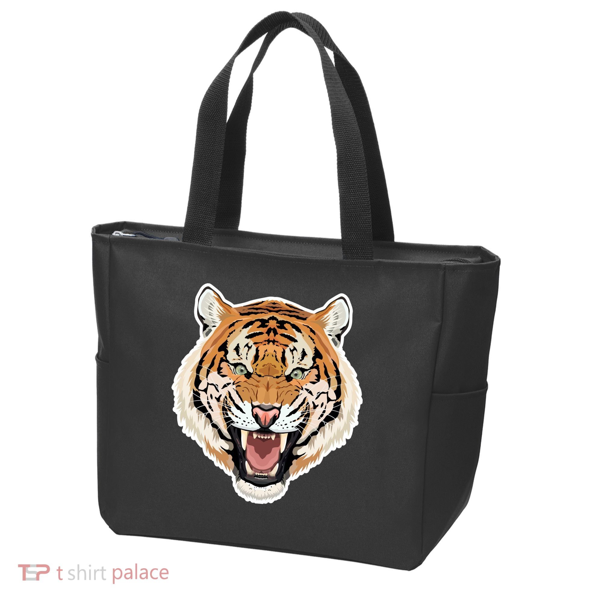 Funny Growling Mouth Open Bengal Tiger Tote Bag