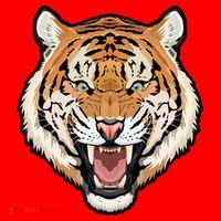 Funny Growling Mouth Open Bengal Tiger Santa Hat thumb 1