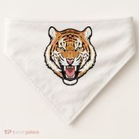 Funny Growling Mouth Open Bengal Tiger USA-Made Doggie Bandana thumb 0