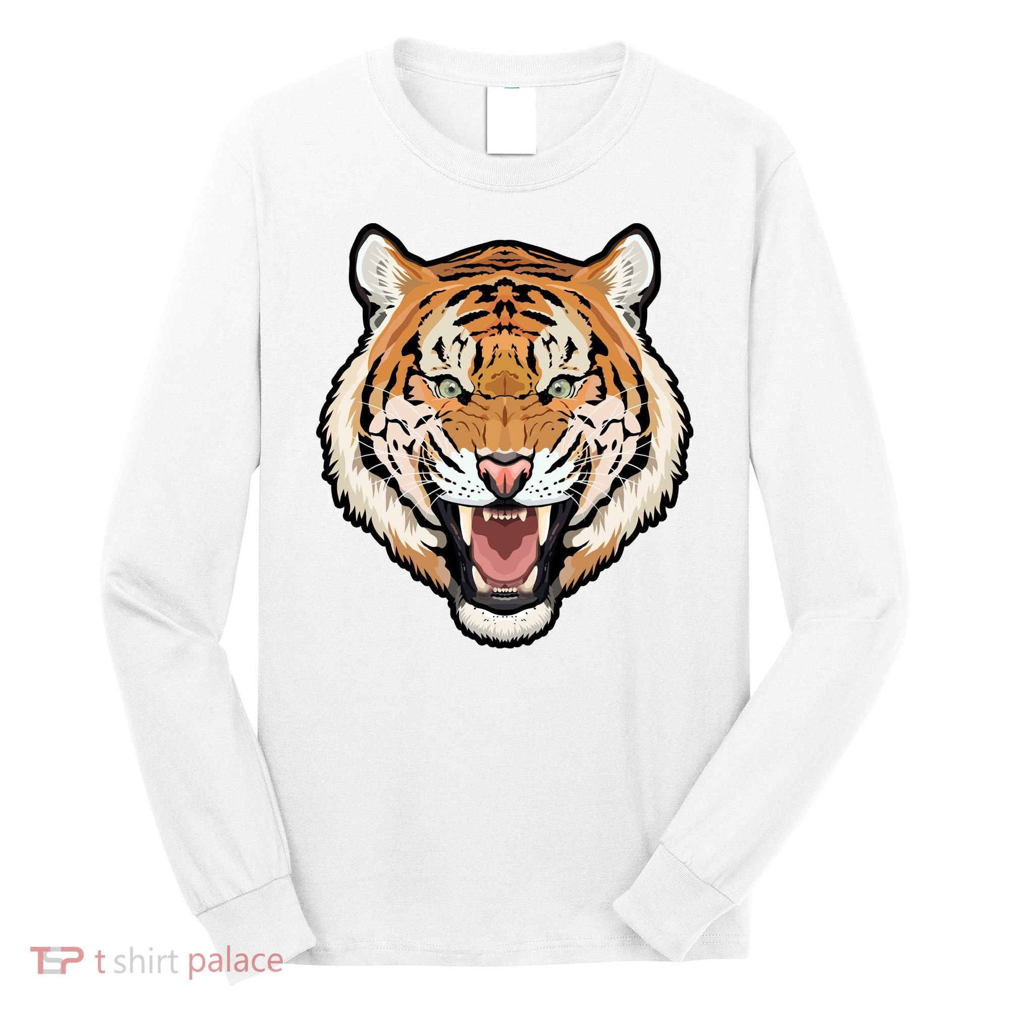Funny Growling Mouth Open Bengal Tiger Long Sleeve Shirt