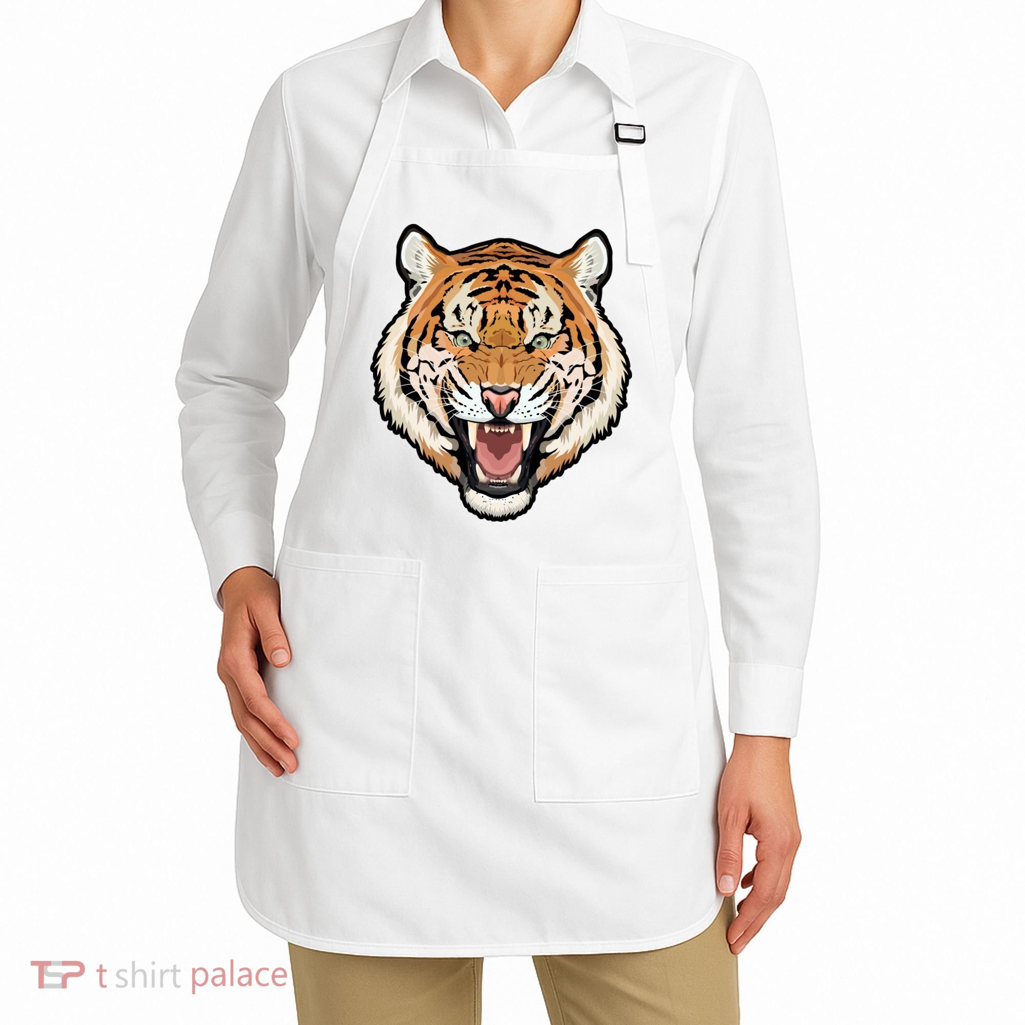 Funny Growling Mouth Open Bengal Tiger Apron
