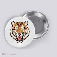 Funny Growling Mouth Open Bengal Tiger Button thumb 0