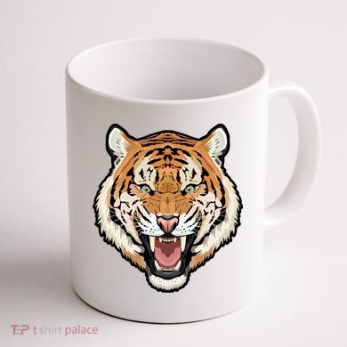 Funny Growling Mouth Open Bengal Tiger Coffee Mug back