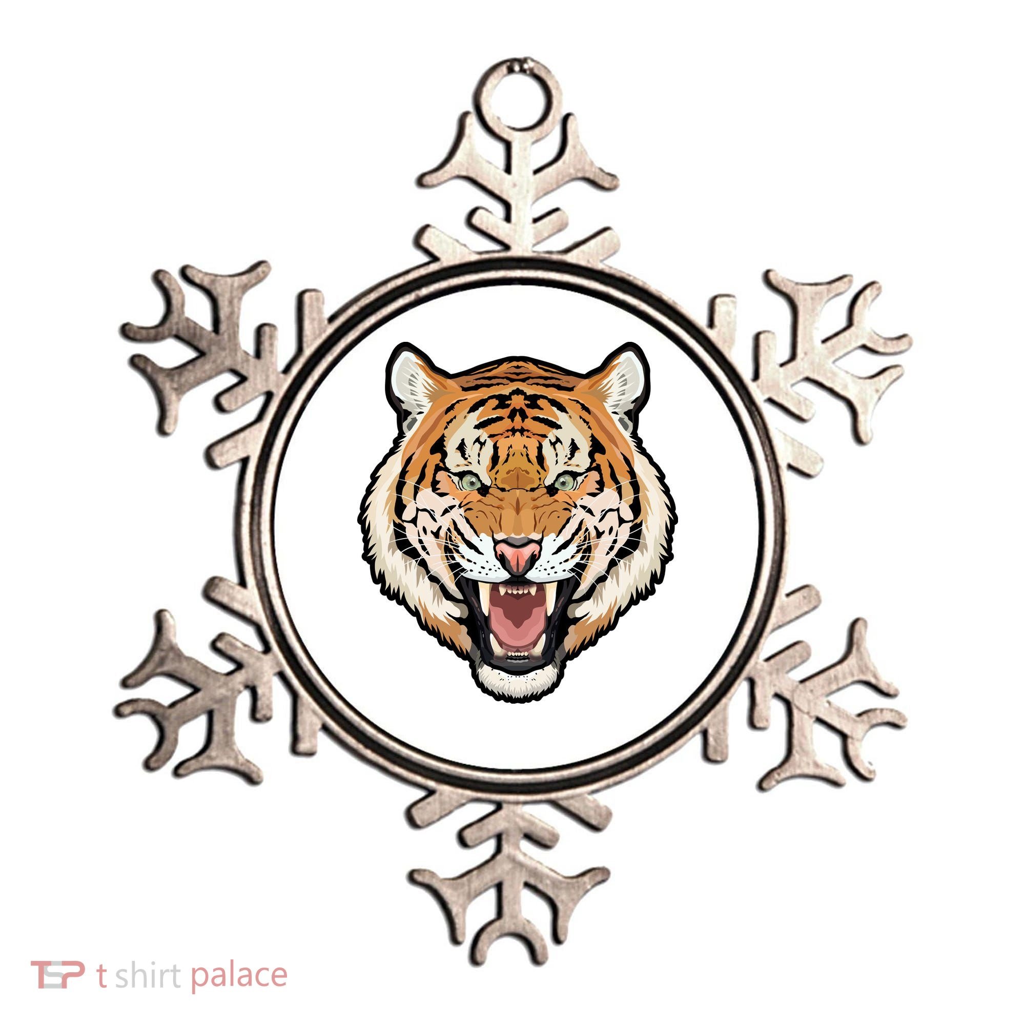 Funny Growling Mouth Open Bengal Tiger Ornament
