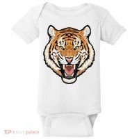 Funny Growling Mouth Open Bengal Tiger Baby Bodysuit thumb 0