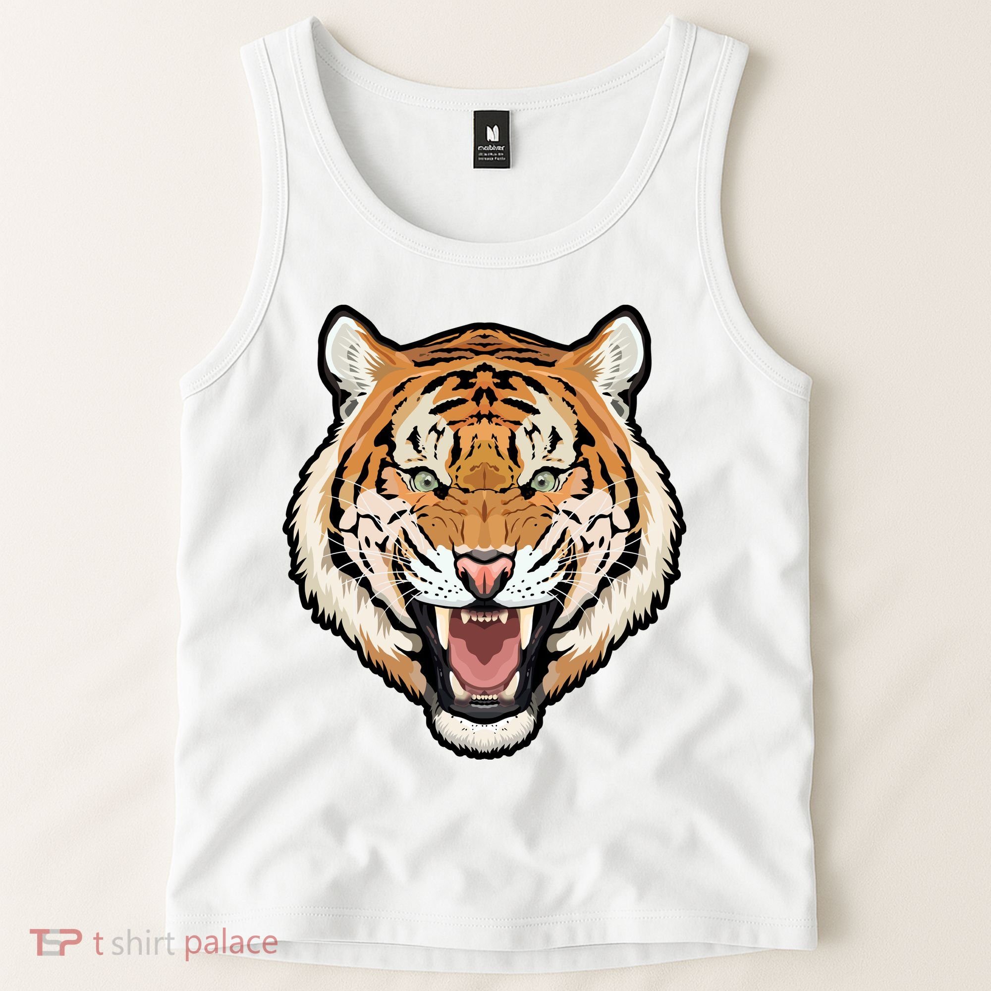 Funny Growling Mouth Open Bengal Tiger Tank Top