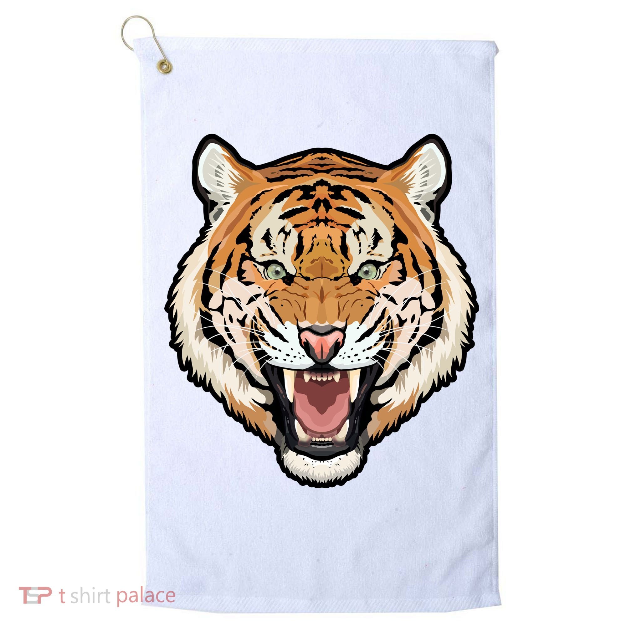 Funny Growling Mouth Open Bengal Tiger Golf Towel