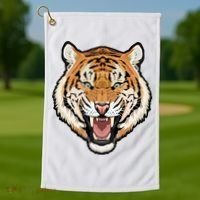 Funny Growling Mouth Open Bengal Tiger Golf Towel thumb 1