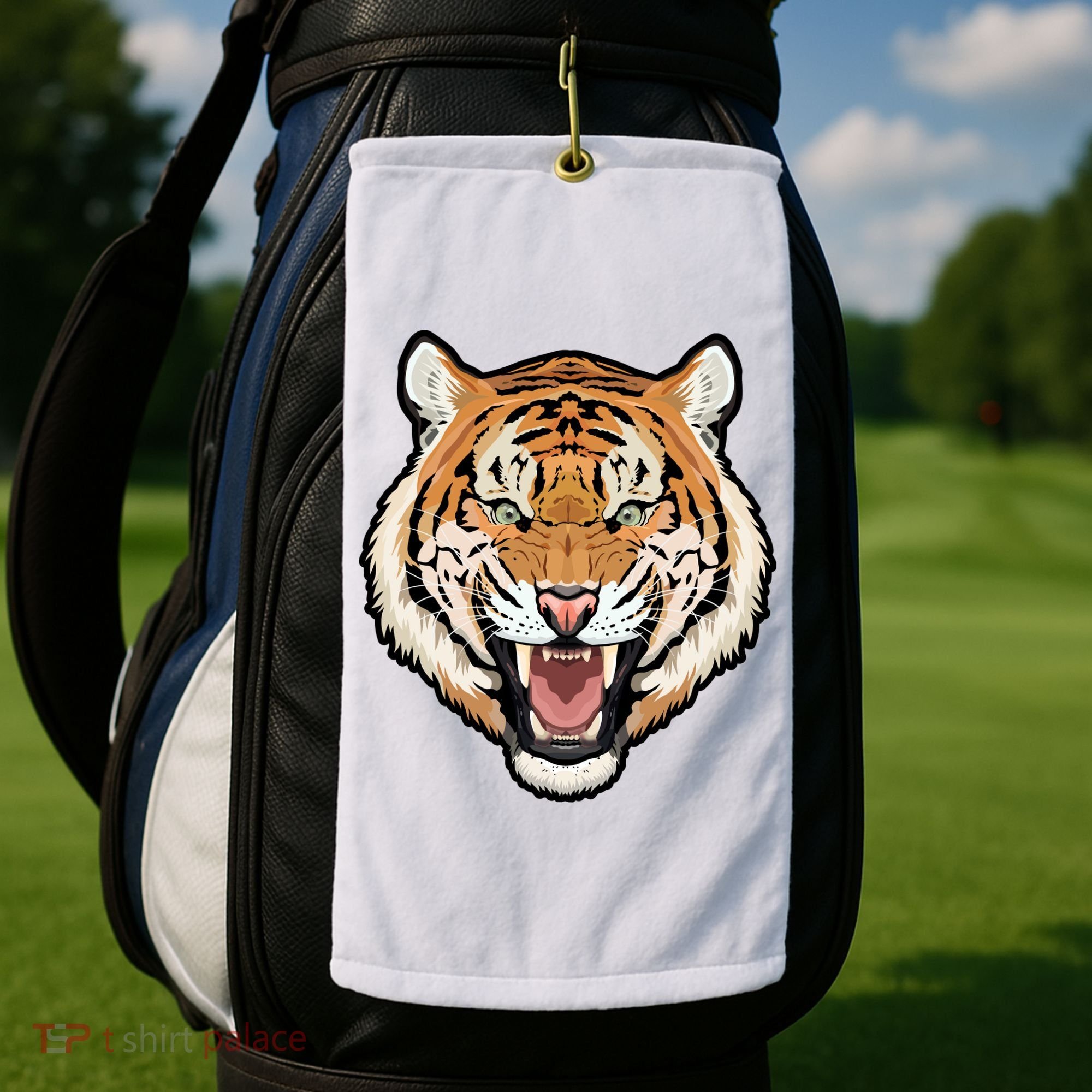 Funny Growling Mouth Open Bengal Tiger Golf Towel