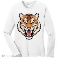 Funny Growling Mouth Open Bengal Tiger Women's Long Sleeve Shirt thumb 0