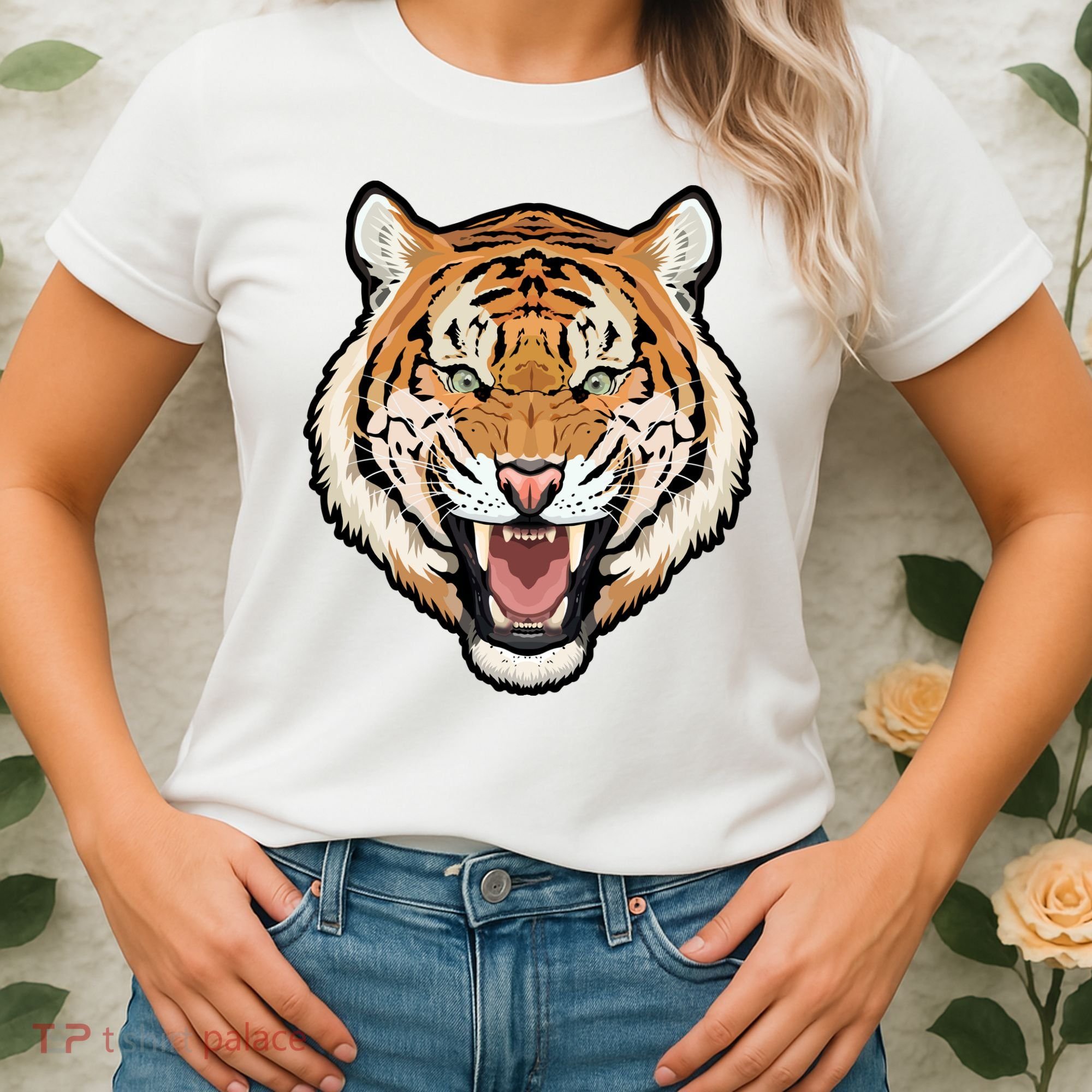 Funny Growling Mouth Open Bengal Tiger Women's T-Shirt