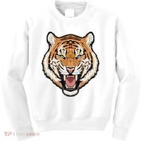 Funny Growling Mouth Open Bengal Tiger Kids Sweatshirt thumb 0