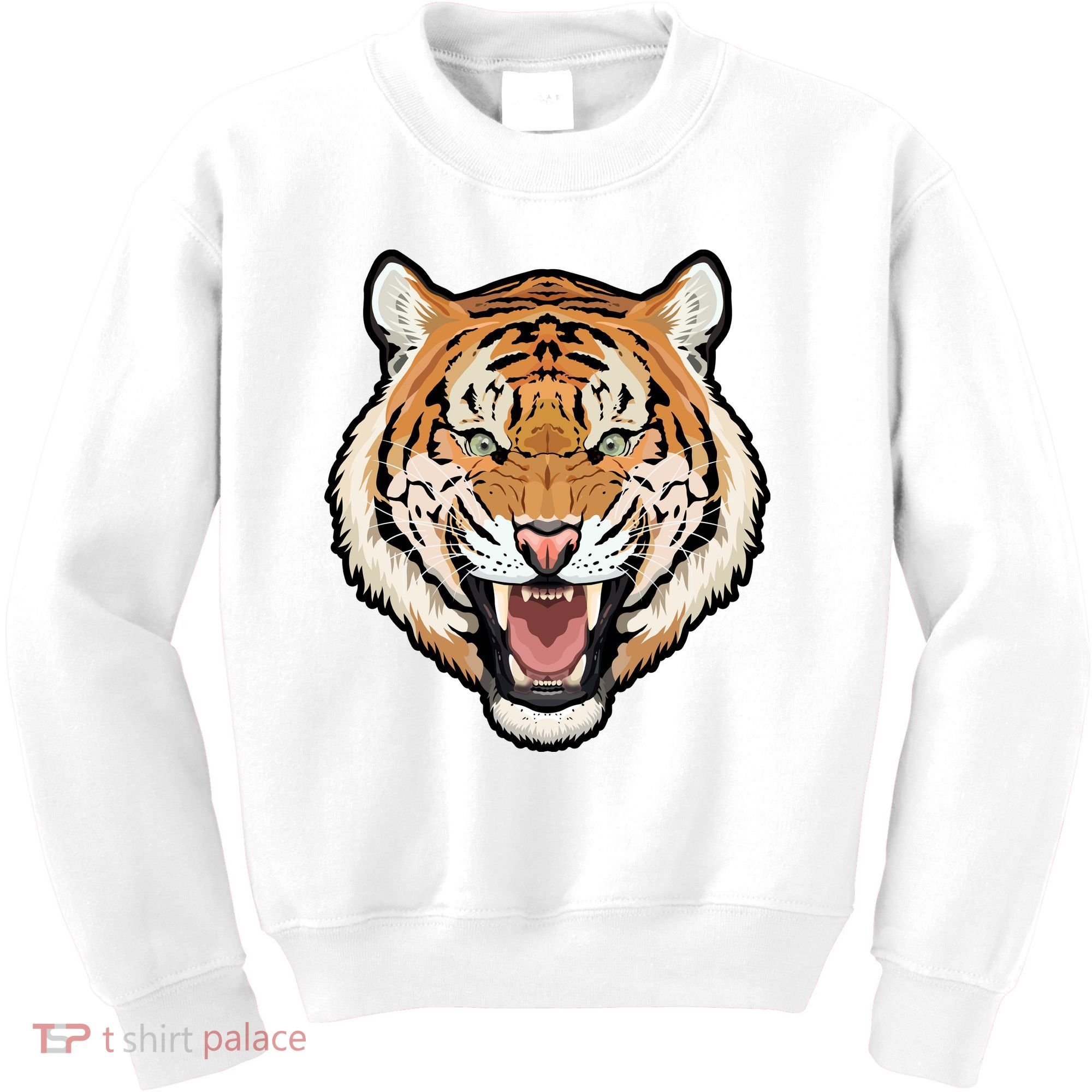 Funny Growling Mouth Open Bengal Tiger Kids Sweatshirt