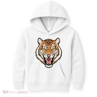 Funny Growling Mouth Open Bengal Tiger Kids Hoodie thumb 0