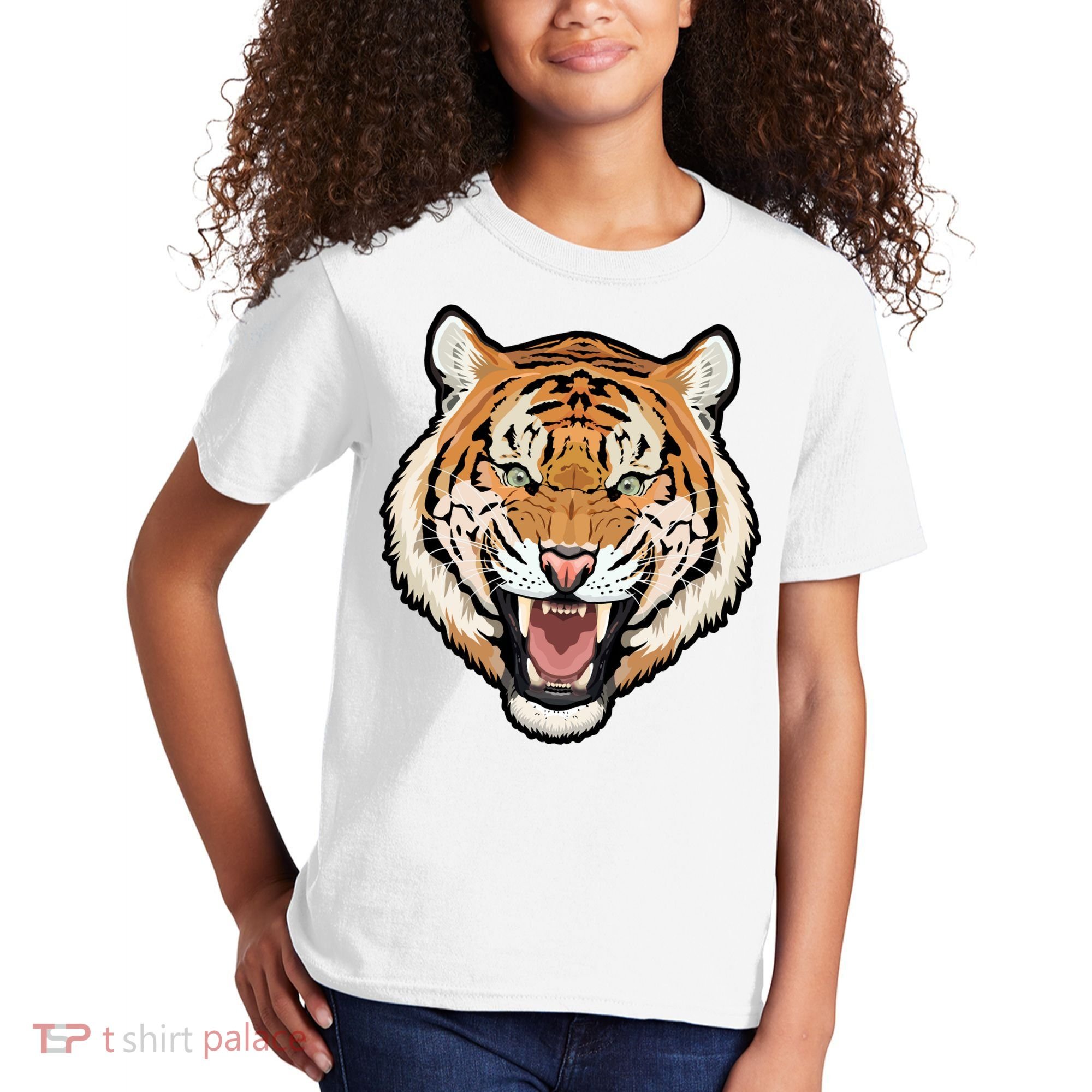 Funny Growling Mouth Open Bengal Tiger Kids T-Shirt