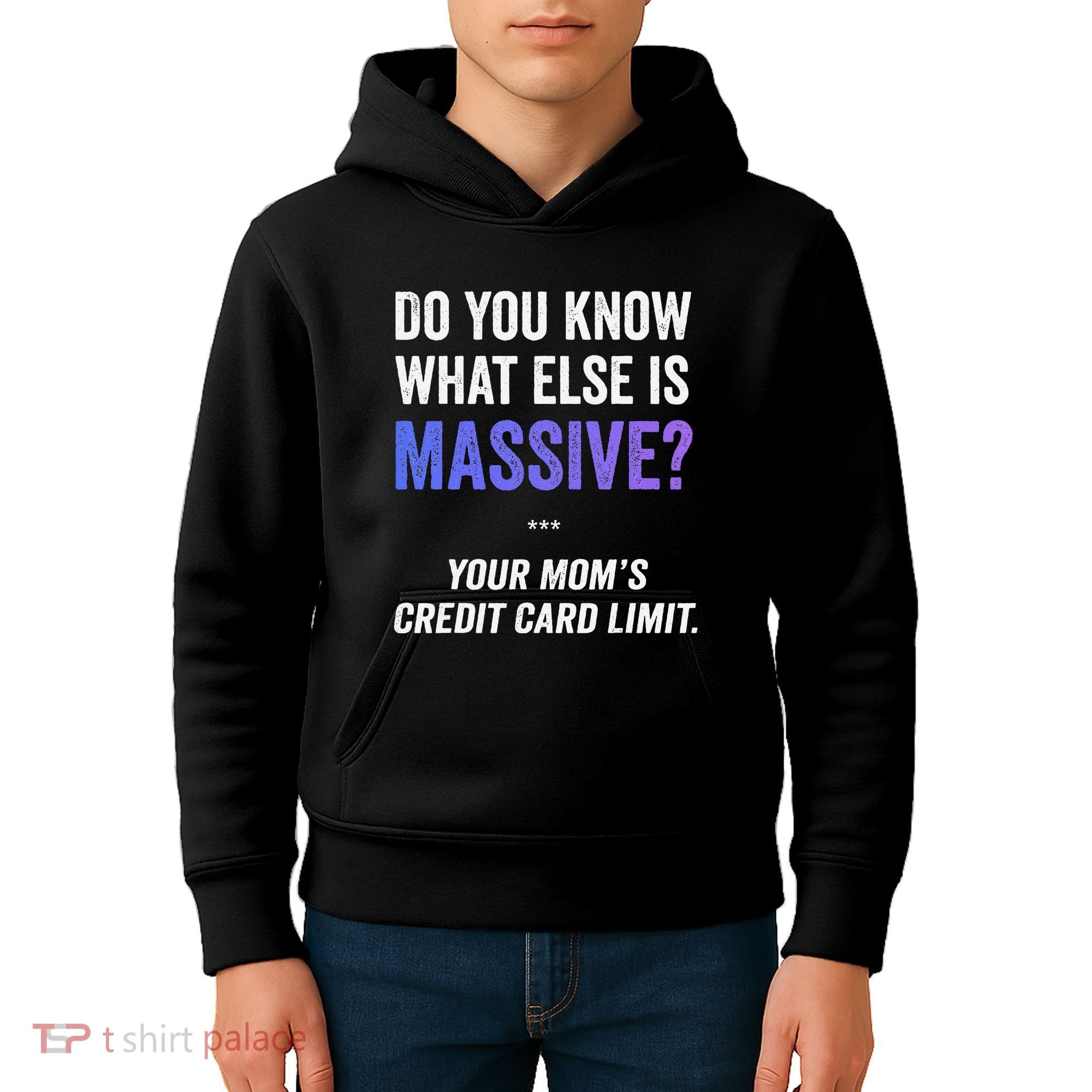 Funny Gaming Meme Massive Credit Card Limit Your Mom Kids Hoodie