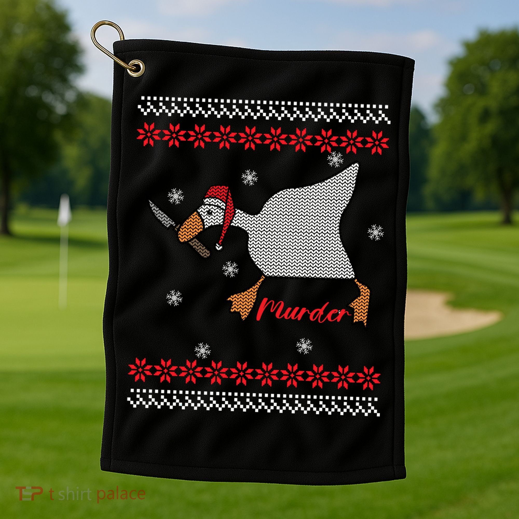 Funny Goose Murder For Xmas Golf Towel
