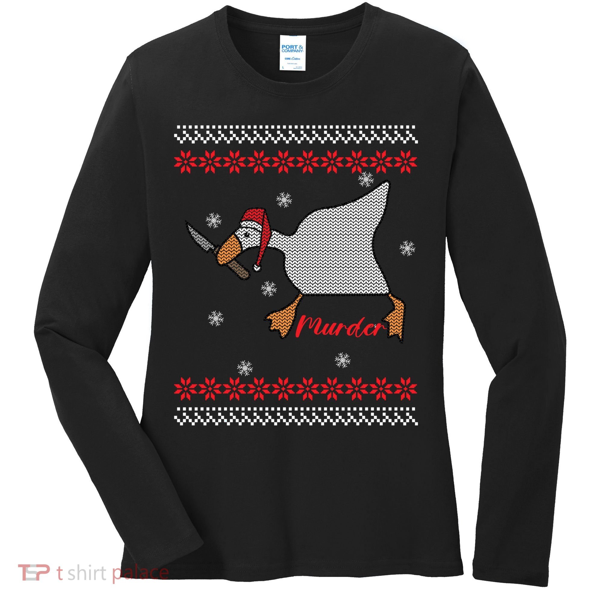 Funny Goose Murder For Xmas Women's Long Sleeve Shirt