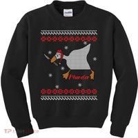 Funny Goose Murder For Xmas Kids Sweatshirt thumb 0