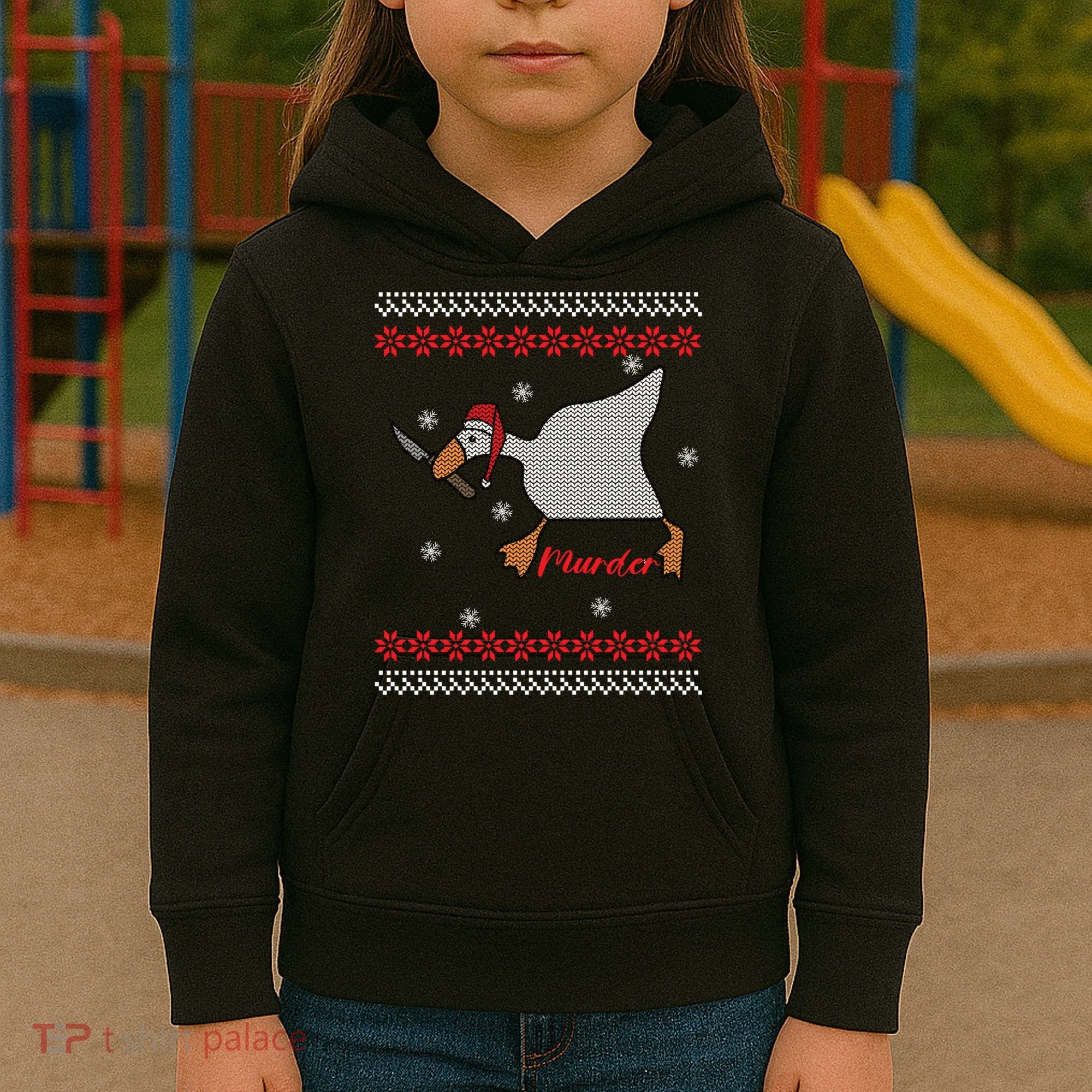 Funny Goose Murder For Xmas Kids Hoodie