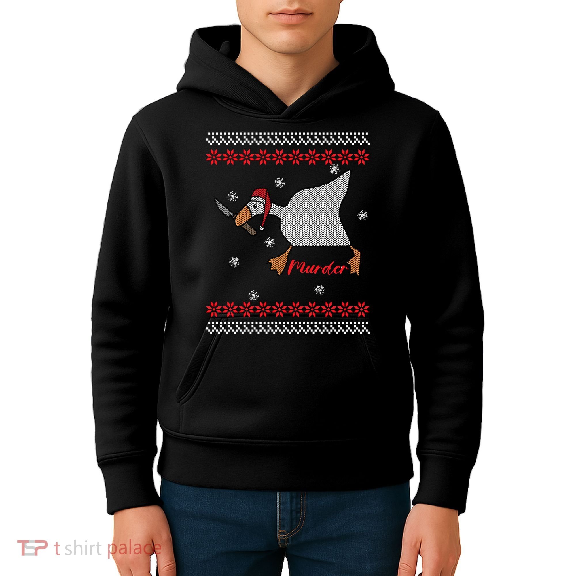 Funny Goose Murder For Xmas Kids Hoodie