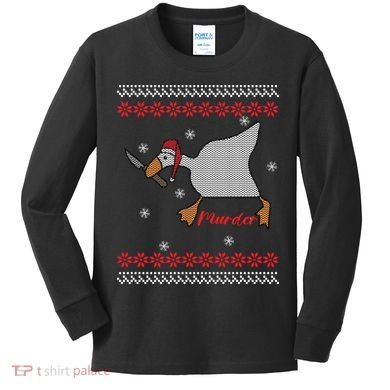 Funny Goose Murder For Xmas Kids Long Sleeve Shirt