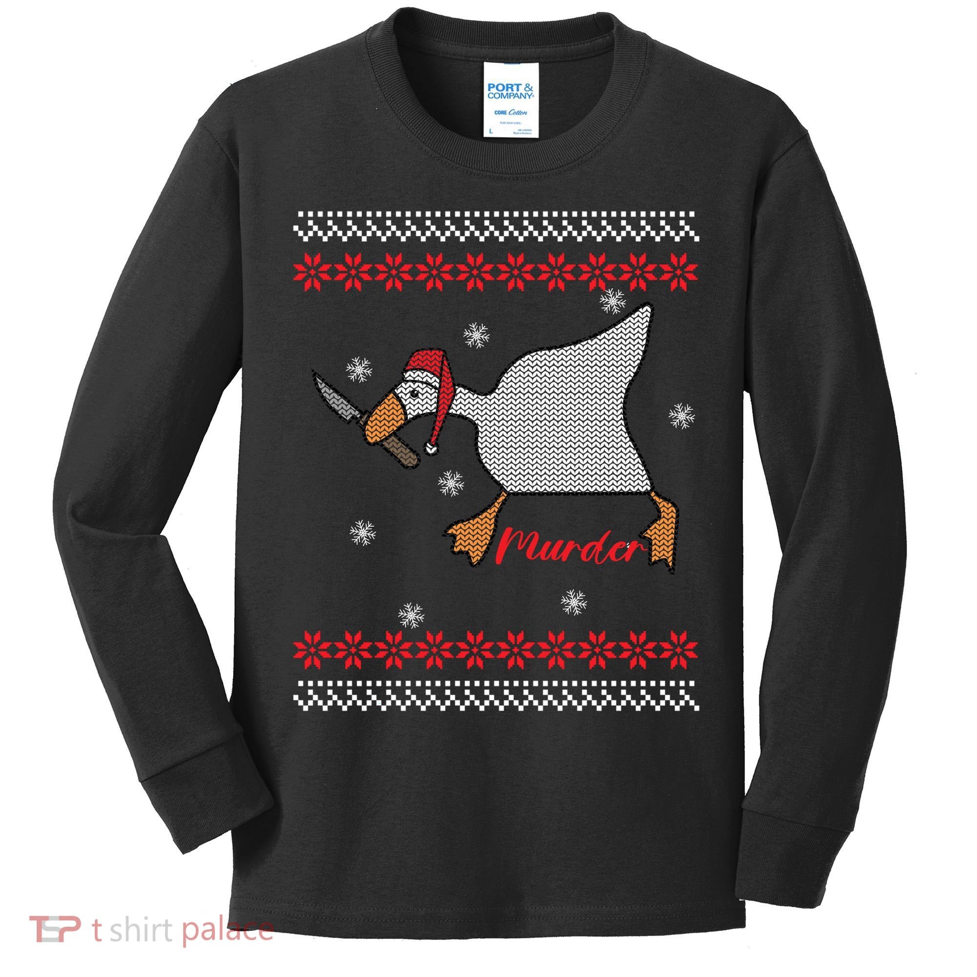 Funny Goose Murder For Xmas Kids Long Sleeve Shirt