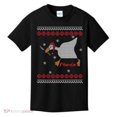Funny Goose Murder For Xmas Kids T-Shirt