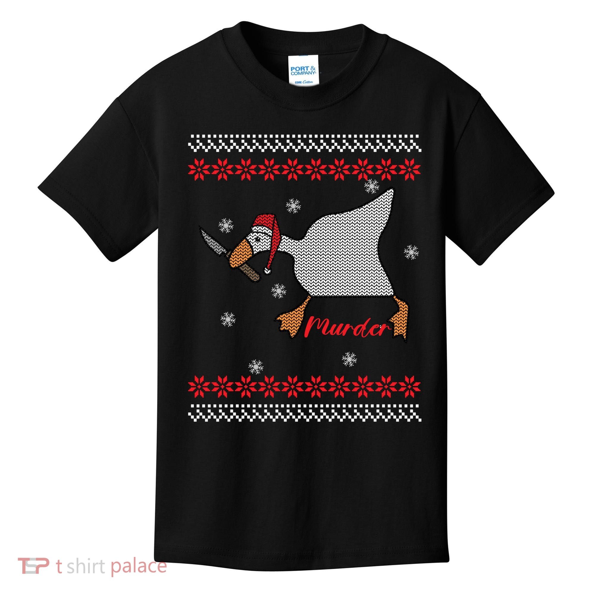 Funny Goose Murder For Xmas Kids T-Shirt