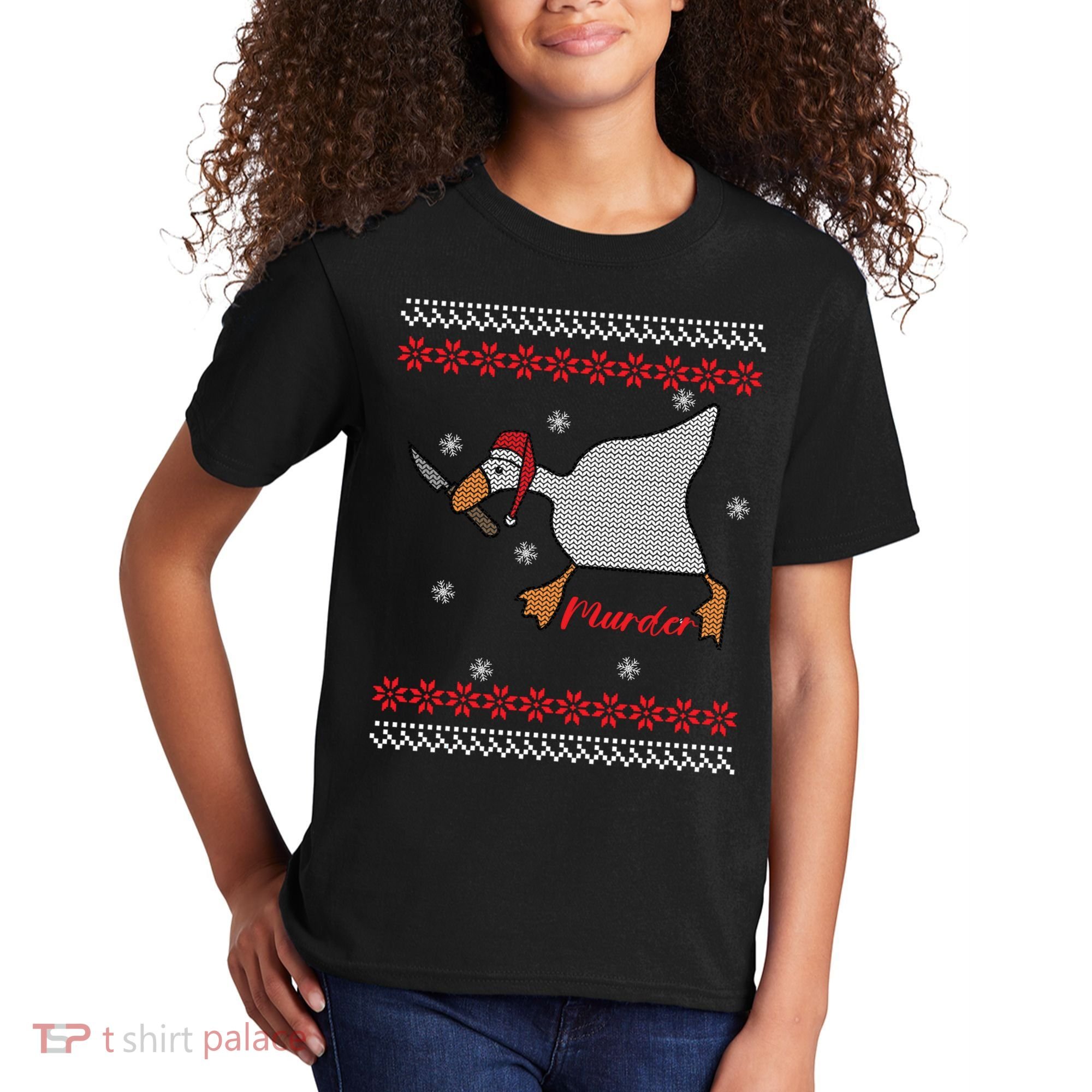 Funny Goose Murder For Xmas Kids T-Shirt