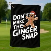 Fun Gingerbread Man Christmas & Women Graphic Golf Towel thumb 1