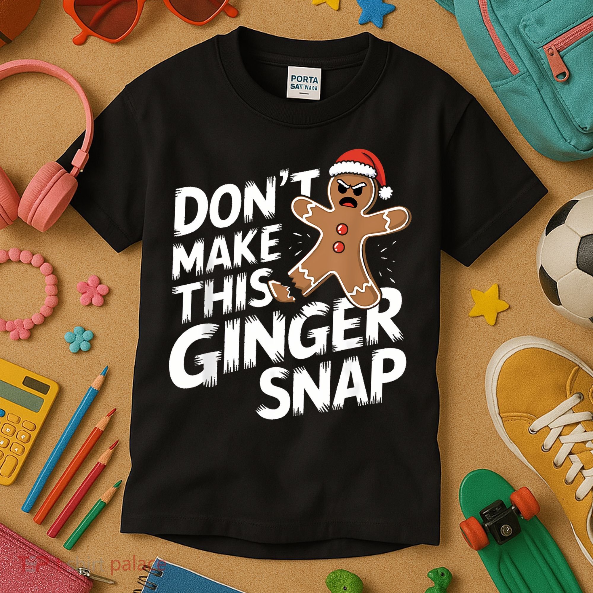 Fun Gingerbread Man Christmas & Women Graphic Kids T-Shirt