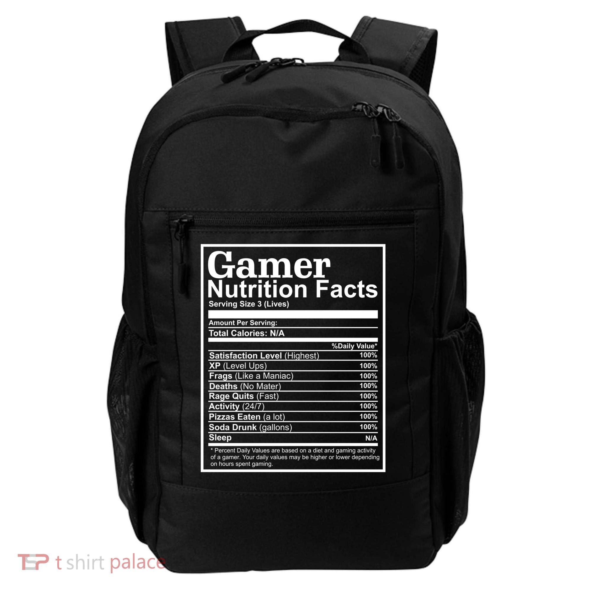 Funny Gamer Nutrition Facts Gaming Chart Pizzas Eating Cool Great Gift Backpack