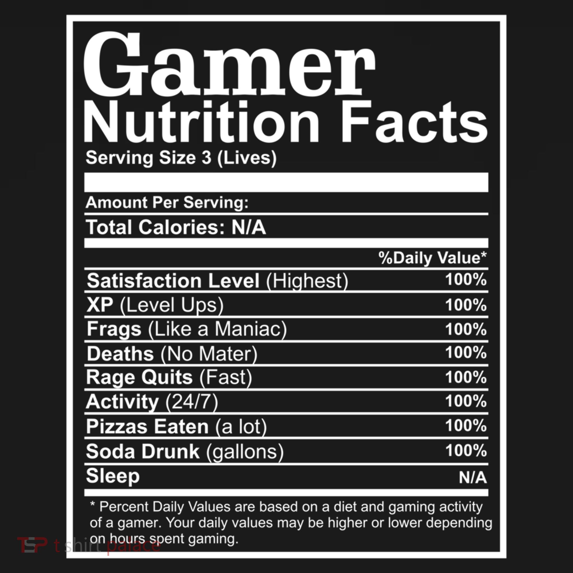 Funny Gamer Nutrition Facts Gaming Chart Pizzas Eating Cool Great Gift Pajama Set